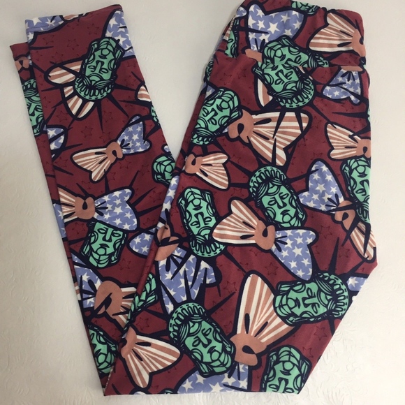 SALE LuLaRoe Lady Liberty America Bows Leggings OS - Picture 1 of 3